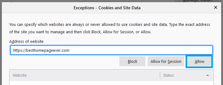 firefox cookie permissions
